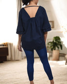Ladies Navy Ruffle Sleeve Top - StylePhase SA