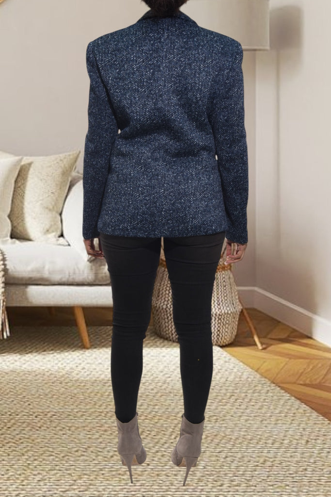 Ladies Navy Shaded Slim Fit Open Blazer - StylePhase SA