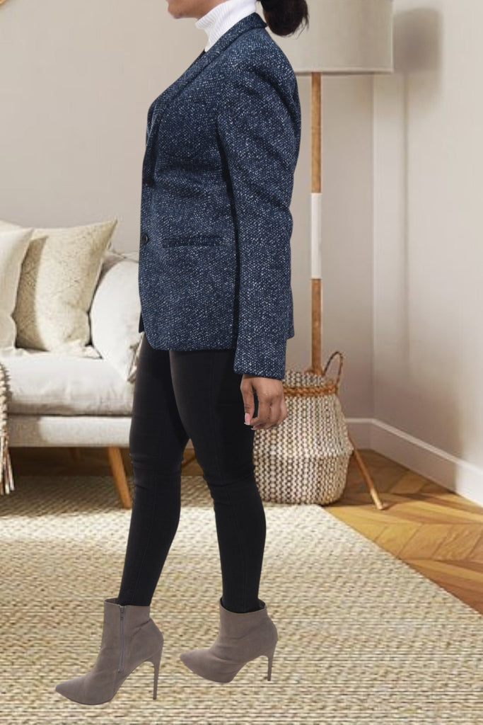 Ladies Navy Shaded Slim Fit Open Blazer - StylePhase SA