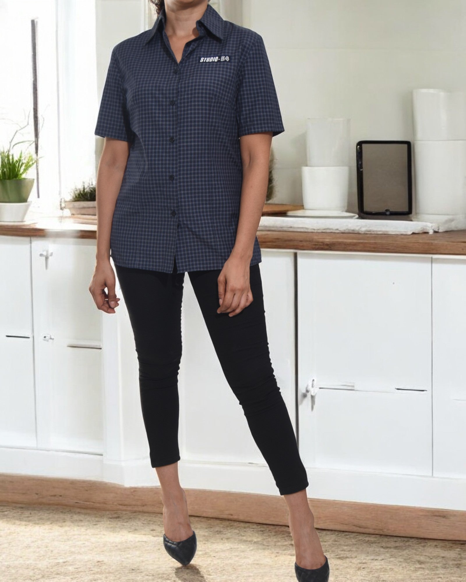 Ladies Navy Short Sleeve Shirt - StylePhase SA