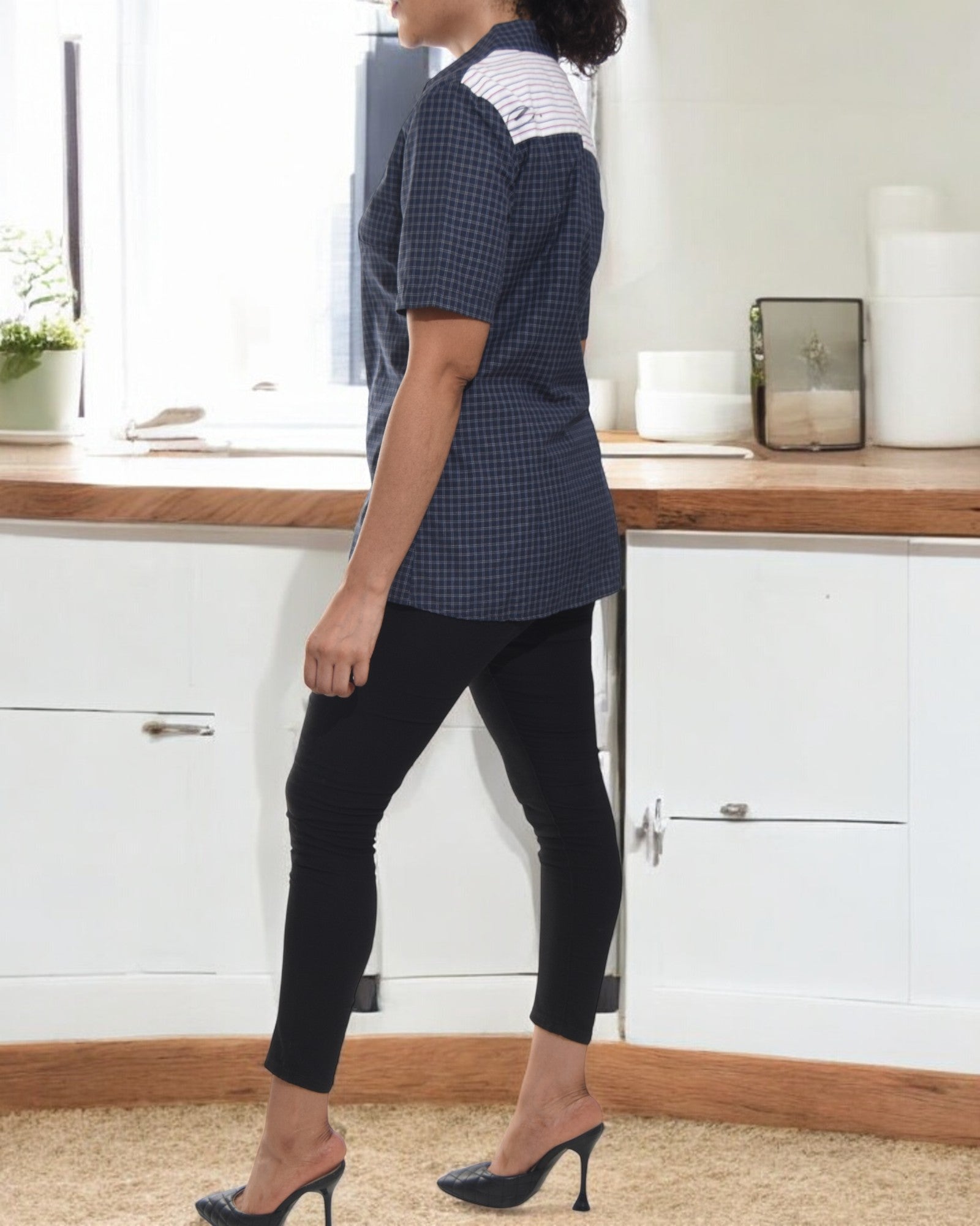 Ladies Navy Short Sleeve Shirt - StylePhase SA