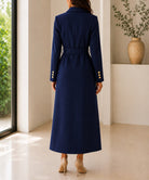 Ladies Navy Side Collar Double Breasted Melton Coat - StylePhase SA