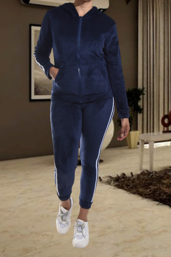 Ladies Navy Side Stripe Tracksuit - StylePhase SA