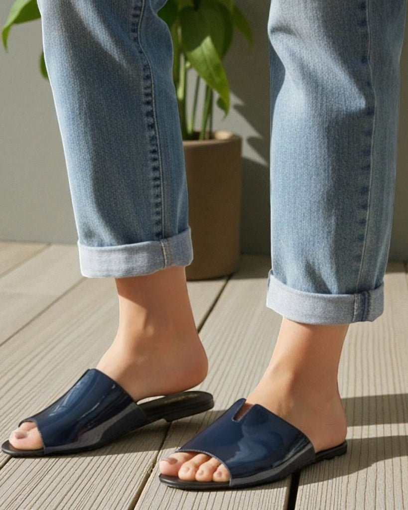 Ladies Navy Slides - StylePhase SA