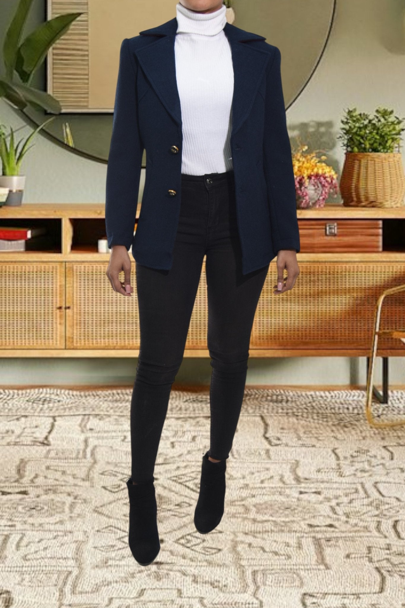 Ladies Navy Slim Fit Open Blazer - StylePhase SA