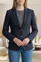 Ladies Navy Spotted Slim Fit Blazer Coat - StylePhase SA