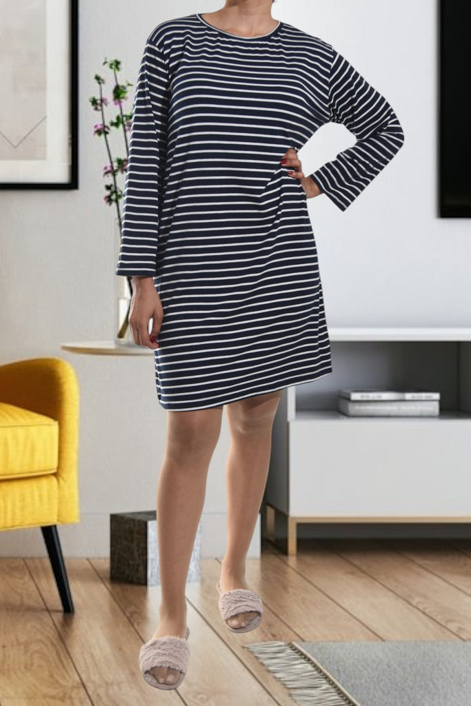 Ladies Navy Stripe Sleep Shirt - StylePhase SA