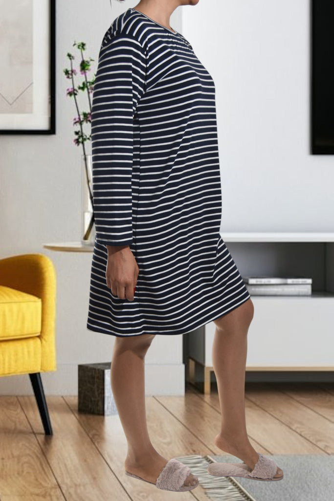 Ladies Navy Stripe Sleep Shirt - StylePhase SA