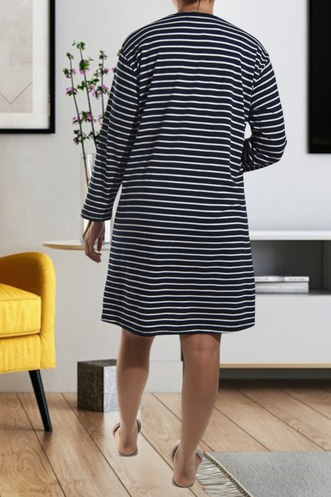Ladies Navy Stripe Sleep Shirt - StylePhase SA