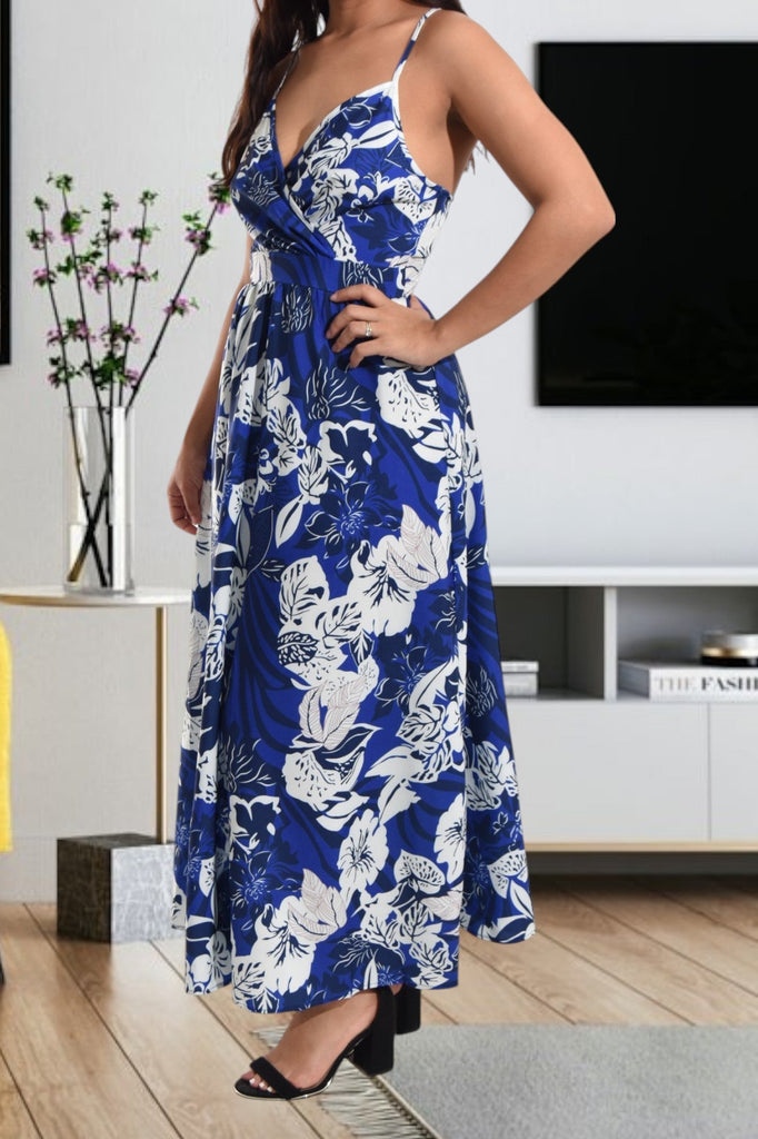 Ladies Navy Tie Back Maxi Dress - StylePhase SA