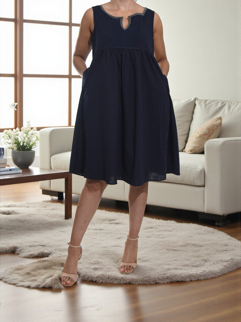 Ladies Navy Tunic Pocket Dress - StylePhase SA