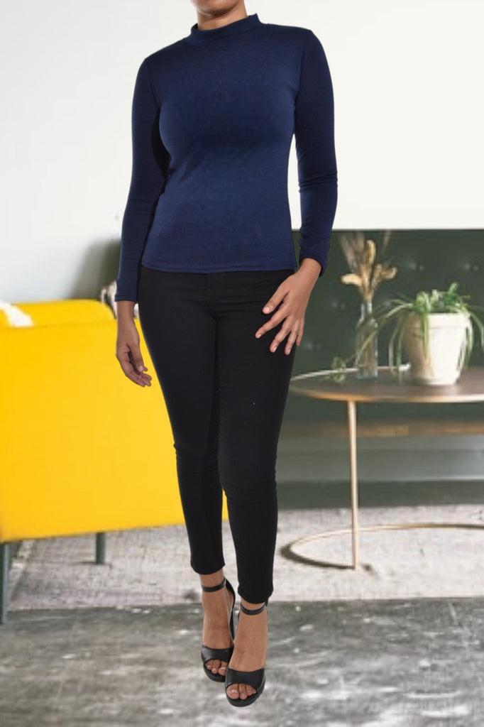 Ladies Navy Turtle Neck Top - StylePhase SA