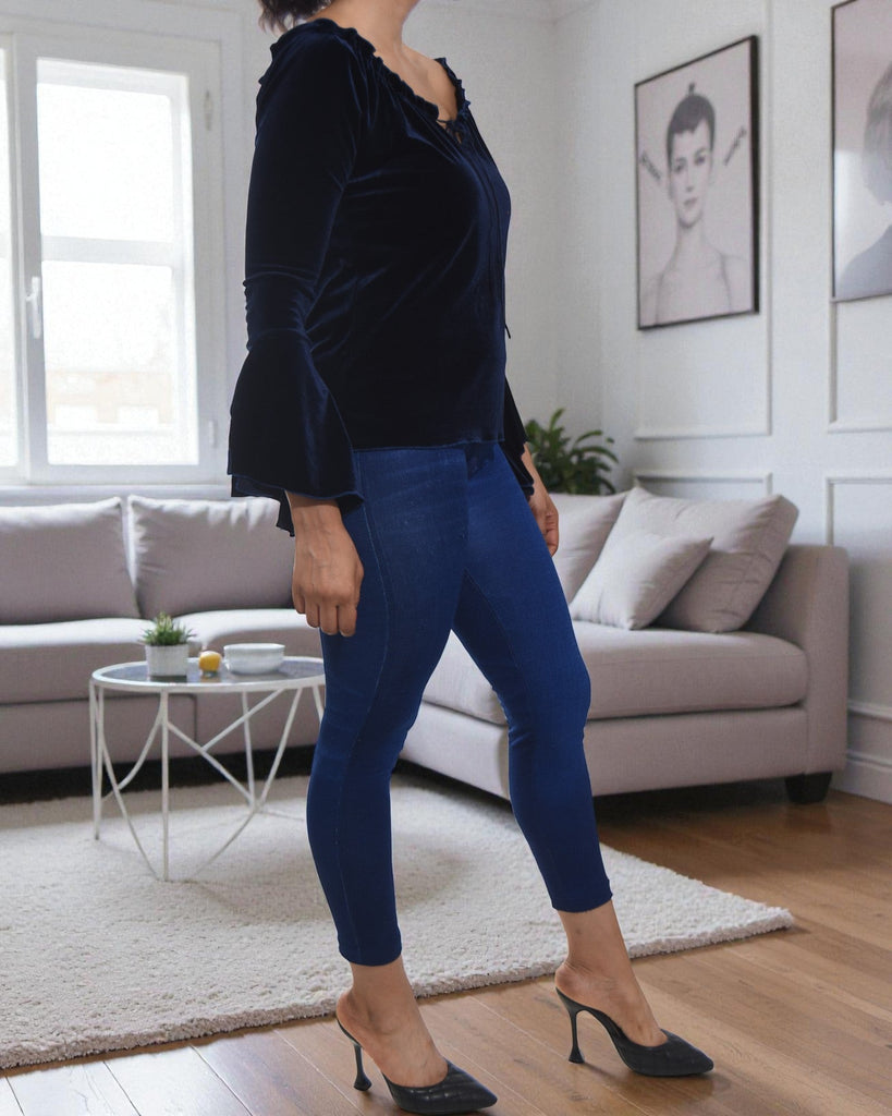 Ladies Navy Velour Tie Top - StylePhase SA