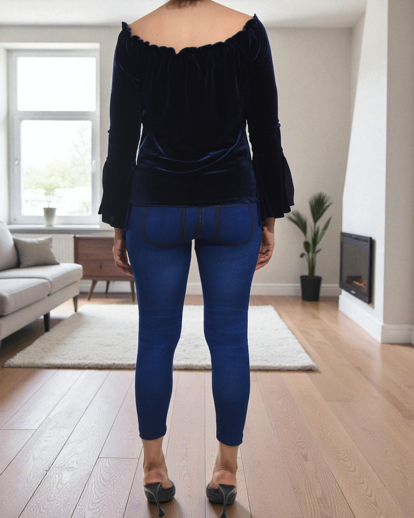 Ladies Navy Velour Tie Top - StylePhase SA