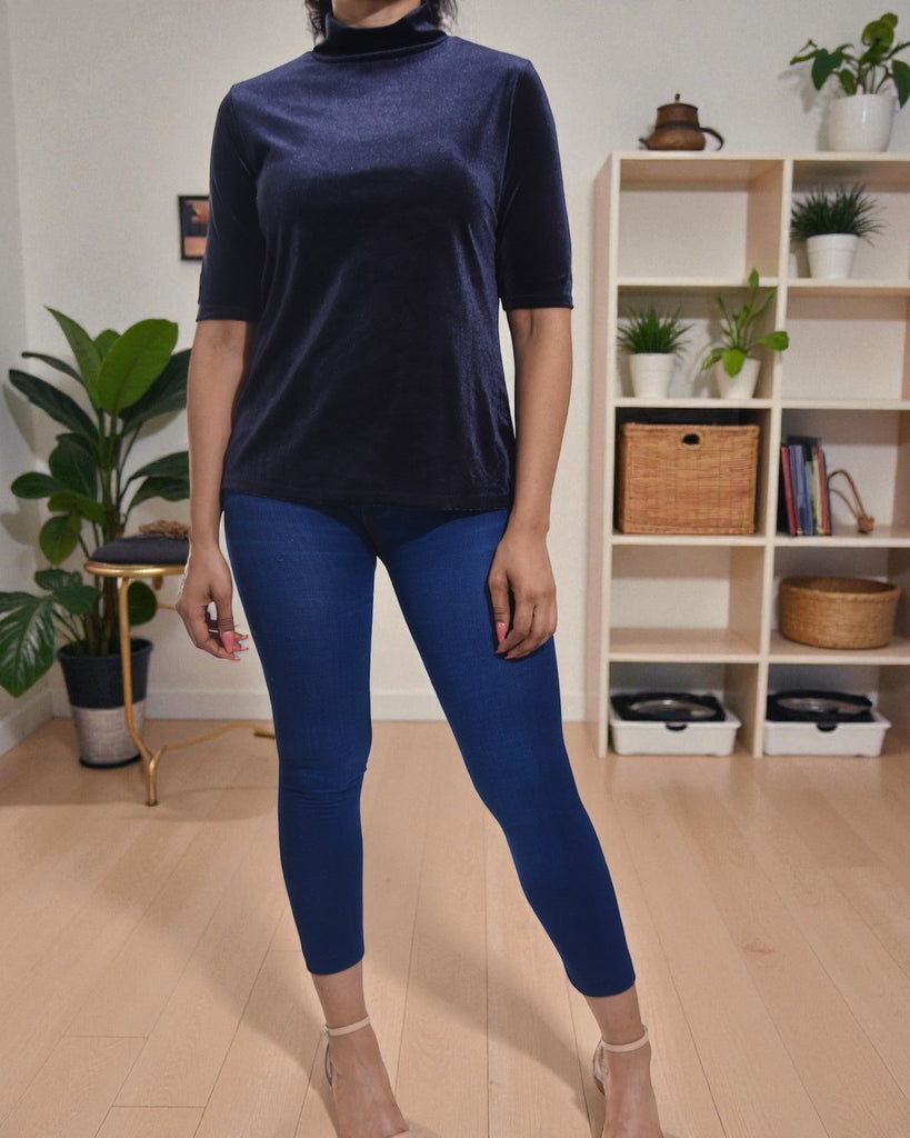 Ladies Navy Velour Top - StylePhase SA