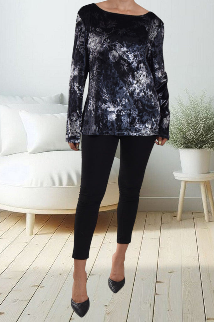 Ladies Navy Velour Top - StylePhase SA