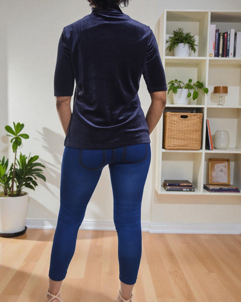 Ladies Navy Velour Top - StylePhase SA