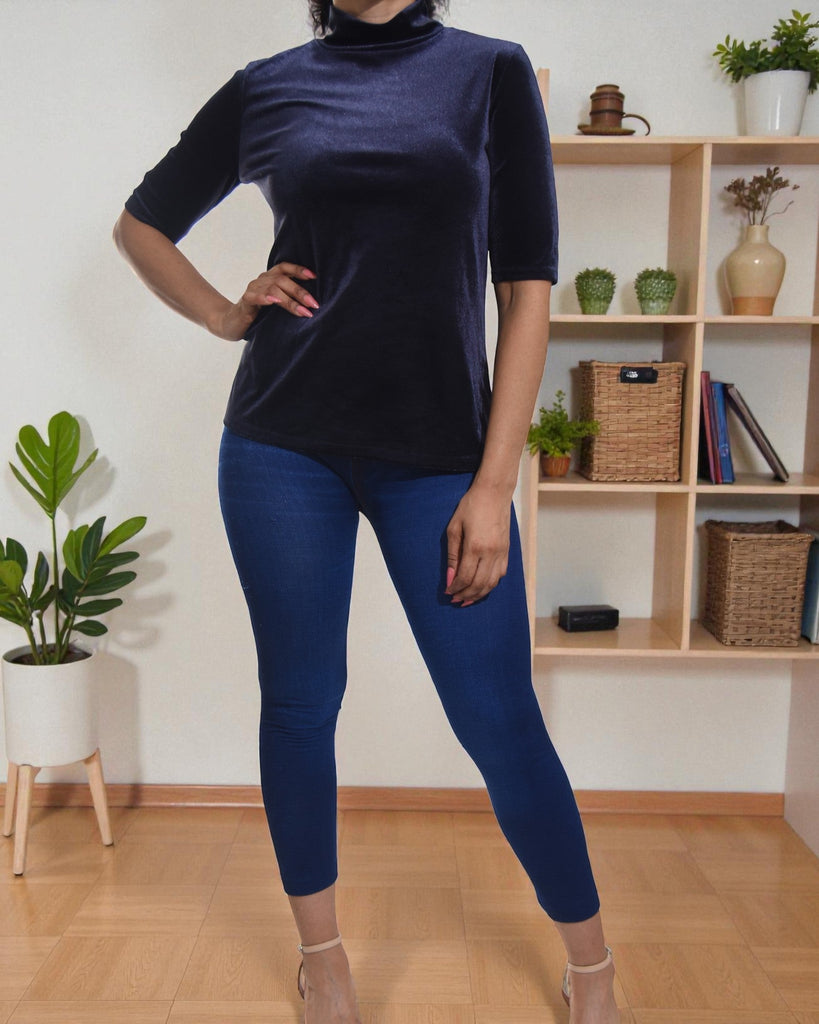 Ladies Navy Velour Top - StylePhase SA