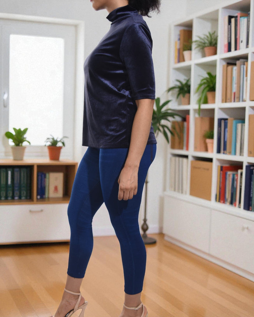 Ladies Navy Velour Top - StylePhase SA