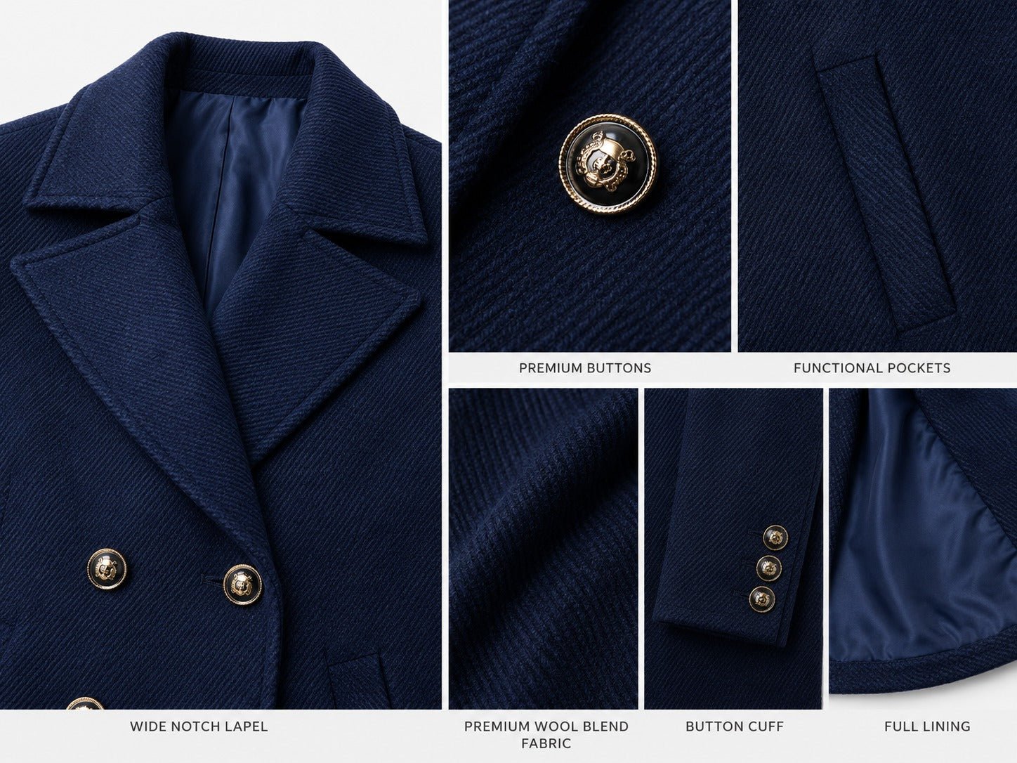 Ladies Navy Wool Blend Blazer - StylePhase SA