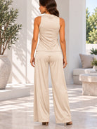 Ladies New Feeling Beige Belted Pants Set - StylePhase SA