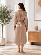 Ladies New Feeling Beige Gold Shirtdress - StylePhase SA