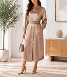 Ladies New Feeling Beige Gold Shirtdress - StylePhase SA