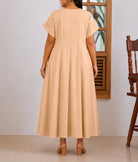 Ladies New feeling Beige Pleated Dress - StylePhase SA
