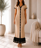 Ladies New Feeling Biege Knit Ruffle Hem Dress - StylePhase SA