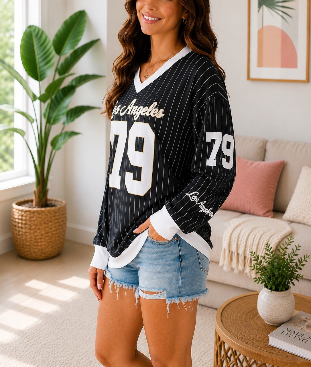 Ladies New Feeling Black Baseball Sweater - StylePhase SA