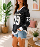 Ladies New Feeling Black Baseball Sweater - StylePhase SA
