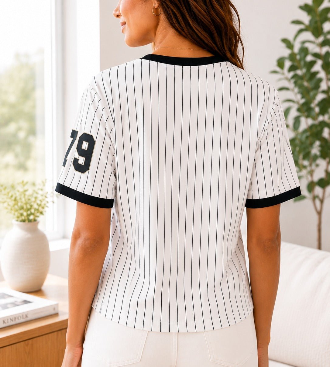 Ladies New Feeling Black Baseball Sweater - StylePhase SA