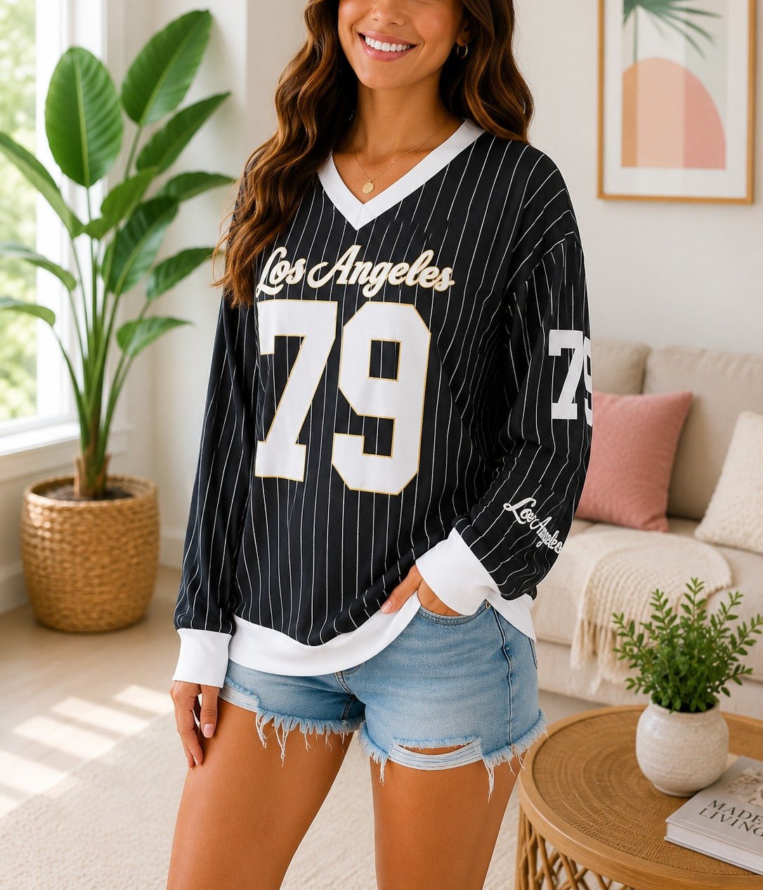 Ladies New Feeling Black Baseball Sweater - StylePhase SA