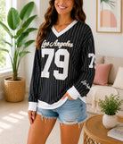 Ladies New Feeling Black Baseball Sweater - StylePhase SA