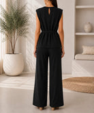 Ladies New Feeling Black Buckle Detail Sleeveless Two-Piece Set - StylePhase SA