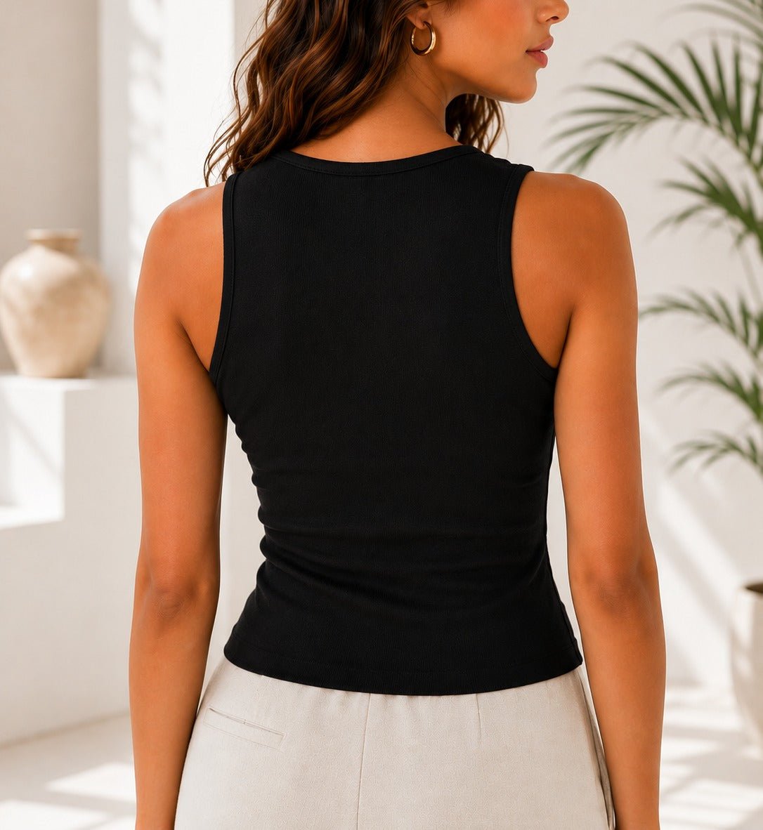 Ladies New Feeling Black Button Front Jersey Top - StylePhase SA