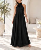 Ladies New Feeling Black High Neckline Draped Maxi Dress - StylePhase SA