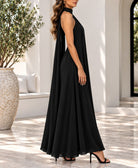 Ladies New Feeling Black High Neckline Draped Maxi Dress - StylePhase SA
