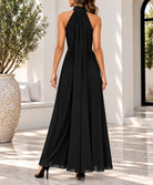 Ladies New Feeling Black High Neckline Draped Maxi Dress - StylePhase SA