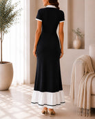 Ladies New Feeling Black Knit Ruffle Hem Dress - StylePhase SA