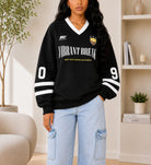 Ladies New Feeling Black Long Sleeve V-Neck Sweatshirt - StylePhase SA