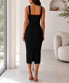Ladies New Feeling Black Midi Bodycon Dress - StylePhase SA