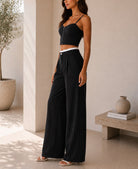 Ladies New Feeling Black Pinstriped Two Piece Set - StylePhase SA