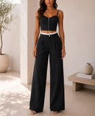 Ladies New Feeling Black Pinstriped Two Piece Set - StylePhase SA