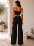 Ladies New Feeling Black Pinstriped Two Piece Set - StylePhase SA