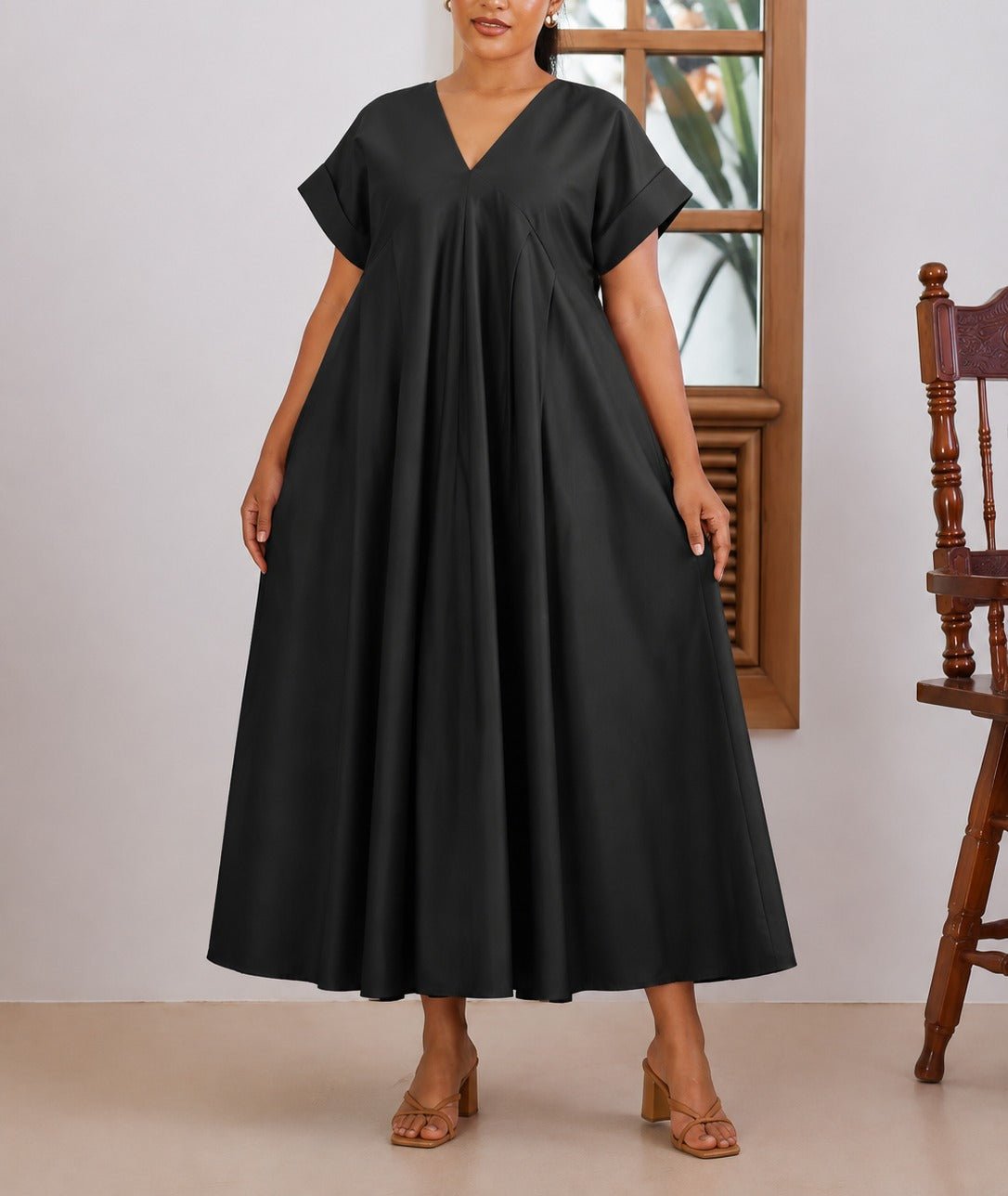 Ladies New feeling Black Pleated Dress - StylePhase SA