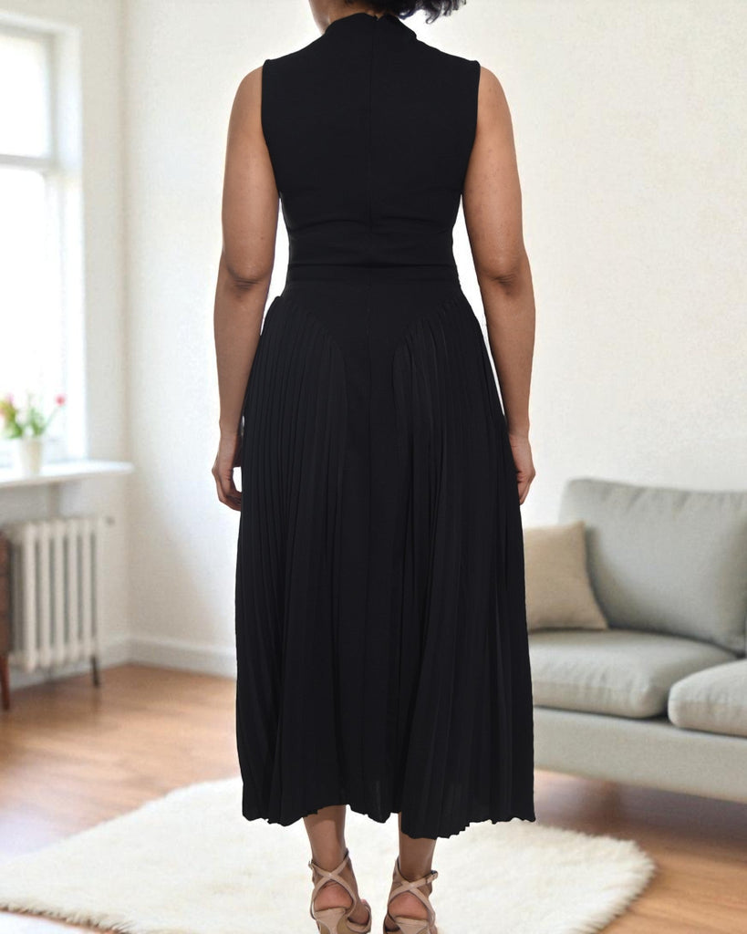 Ladies New Feeling Black Pleated Pocket Dress - StylePhase SA