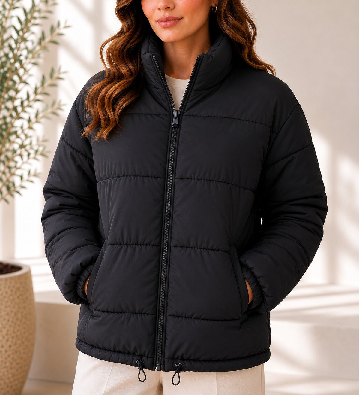 Ladies New Feeling Black Puffer Jacket - StylePhase SA