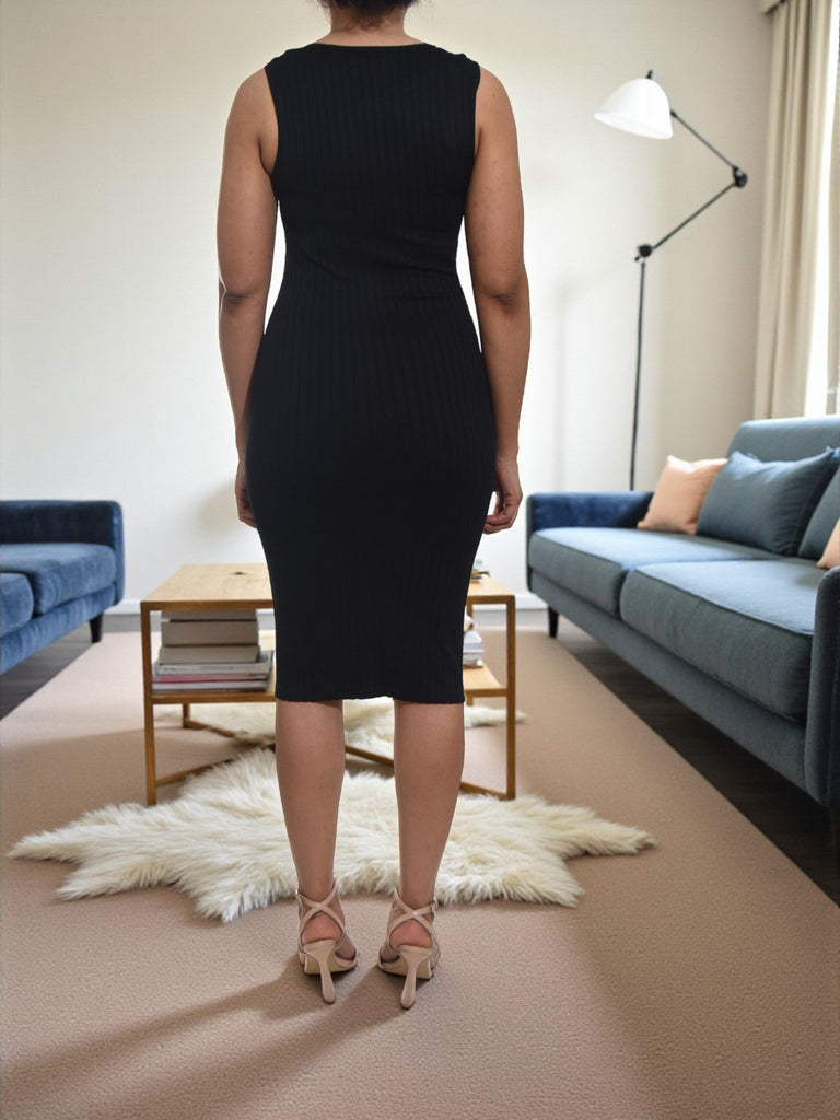 Ladies New Feeling Black Rib Dress - StylePhase SA
