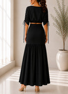 Ladies New Feeling Black Ruche Two Piece Set - StylePhase SA